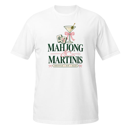 Neonvtg white T-shirt with Mahjong Martinis graphic and vintage design for casual wear