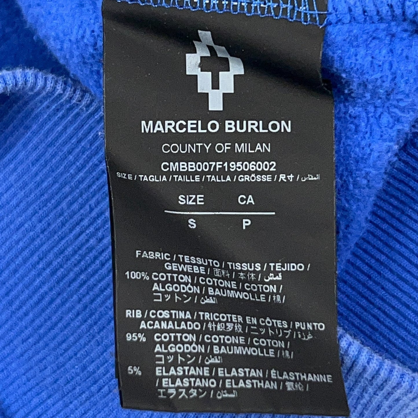 Marcelo Burlon Hoodie 90s Blue Small Front