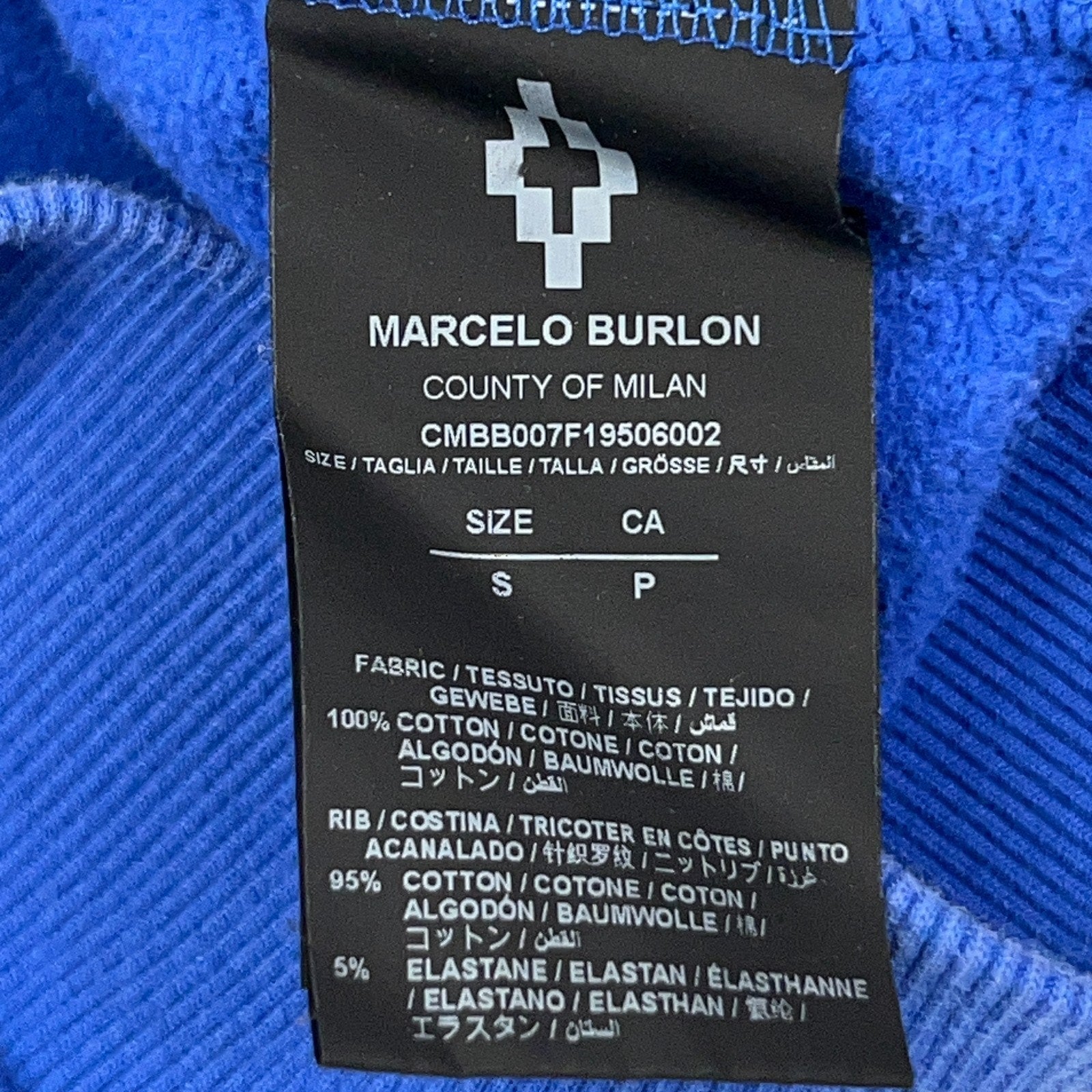 Marcelo Burlon Hoodie 90s Blue Small Front