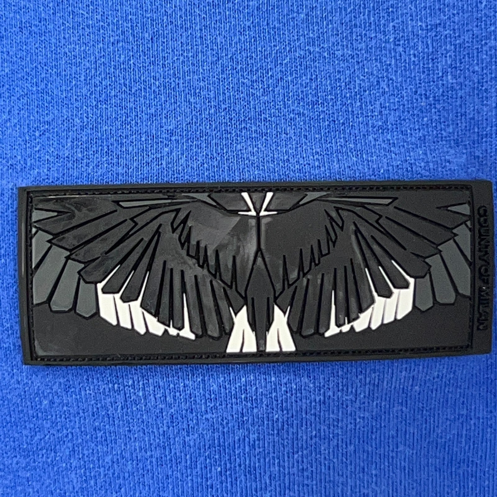 Marcelo Burlon Hooded Sweatshirt in Blue with Front View and Black Wing Graphic