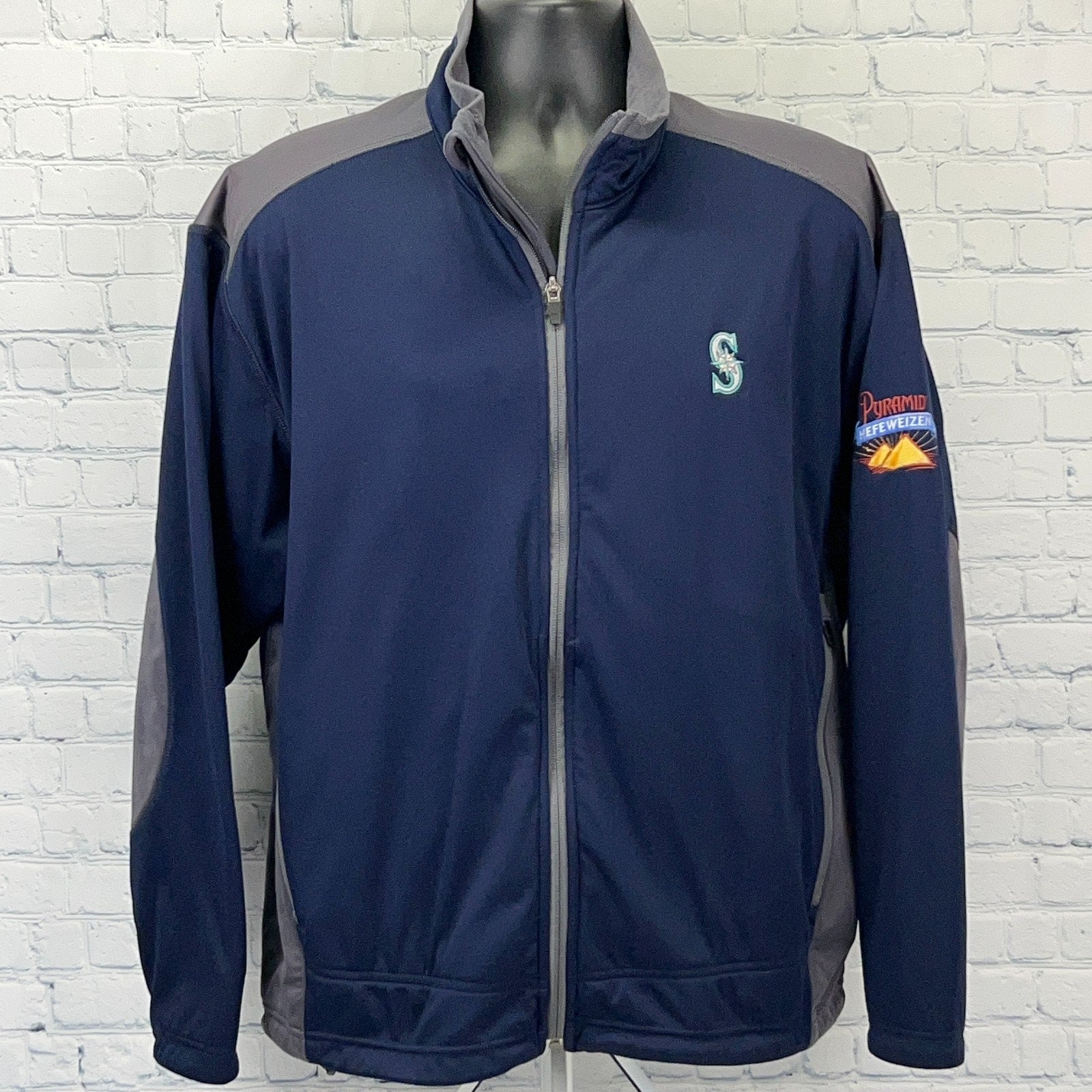 Port Authority Seattle Mariners Navy Jacket in Large with Front Zipper and Team Logo on Chest