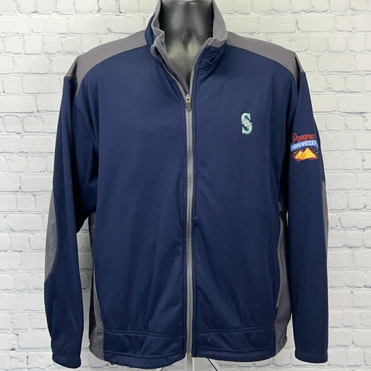 Port Authority Seattle Mariners Navy Jacket in Large with Front Zipper and Team Logo on Chest