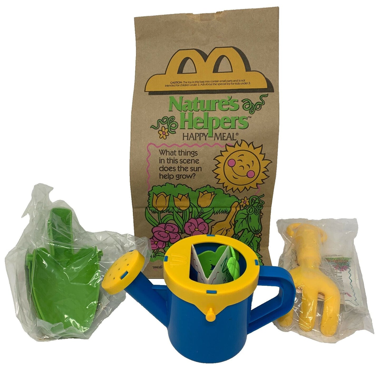 McDonalds Happy Meal Nature's Helpers Toy Set with Blue Watering Can and Gardening Tools
