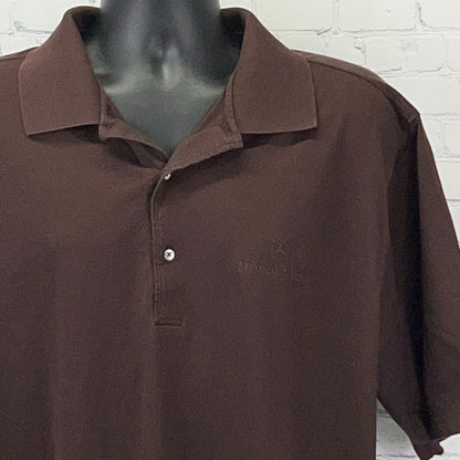 Brown Fairway & Greene Polo Shirt with Mercedes Benz Logo on Front, Size Medium, Front View