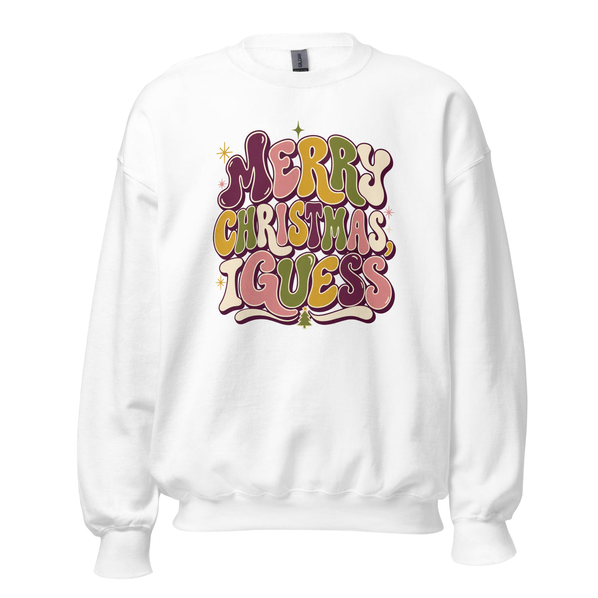 Neonvtg white T-shirt with 'Merry Christmas I Guess' graphic, featuring a vintage design