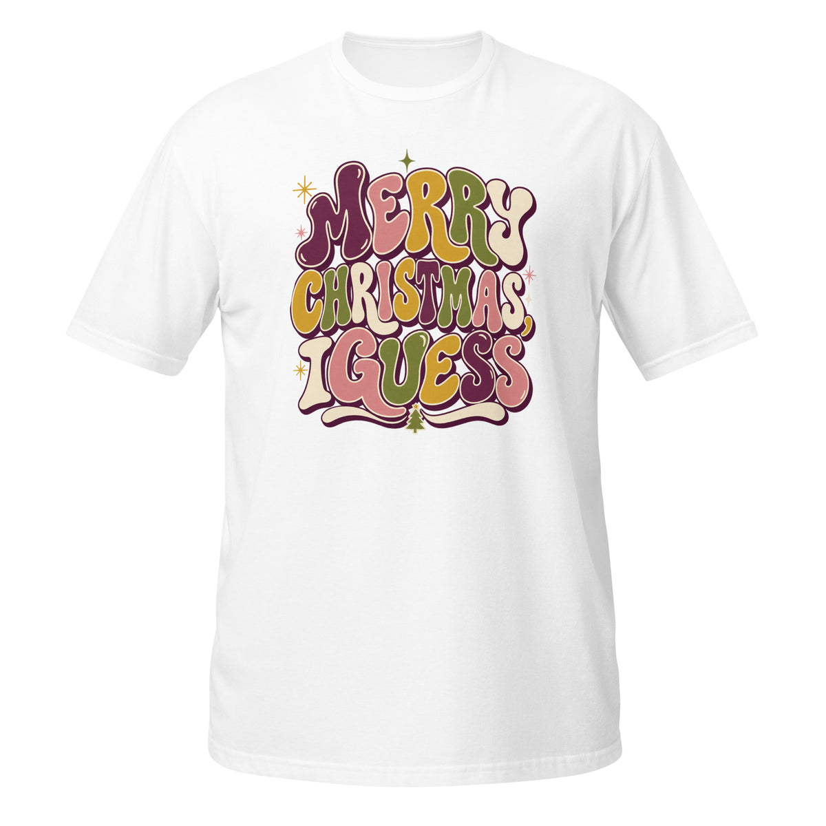 Neonvtg white T-shirt with colorful Merry Christmas graphic design