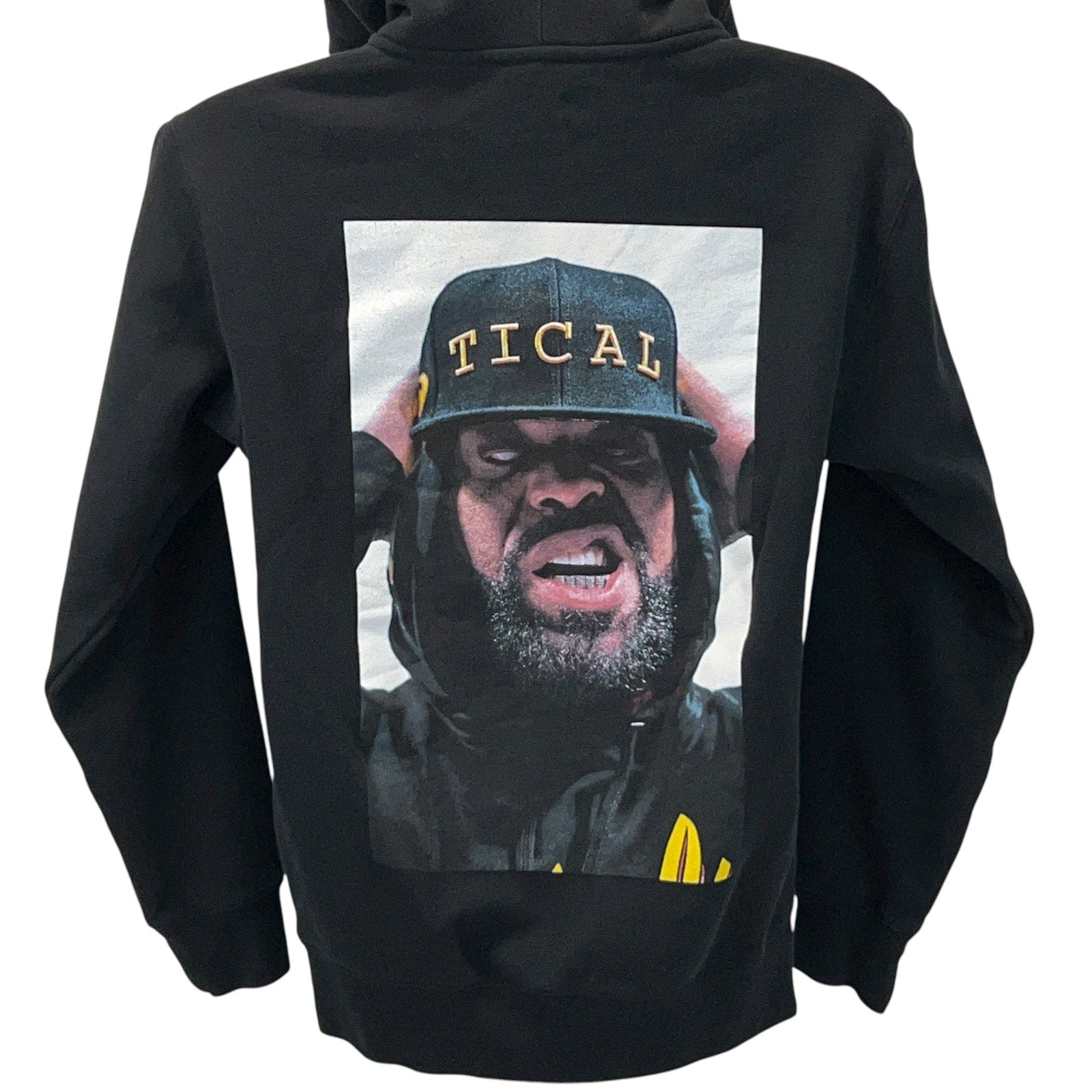 Black Method Man Hoodie featuring a large graphic print on the back and Tical logo detail