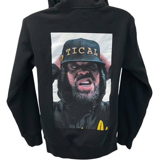 Black Method Man Hoodie featuring a large graphic print on the back and Tical logo detail