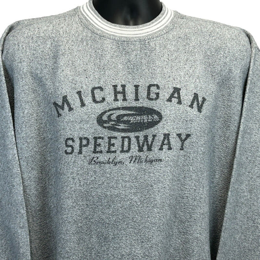 Gray Michigan International Speedway Sweatshirt with Front Logo Detail for Casual Fans