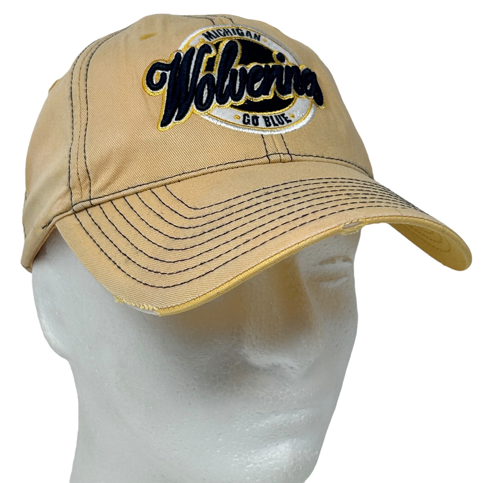 Starter Michigan Wolverines Tan Cap with Embroidered Logo and Adjustable Strap