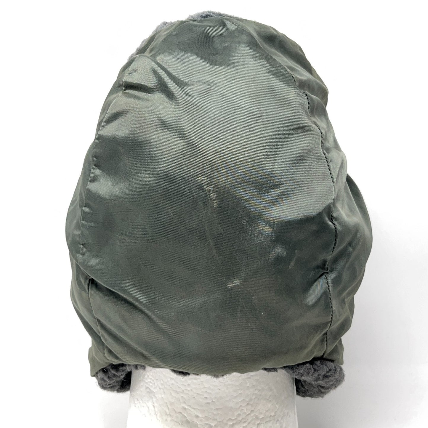 Vintage Military Helmet in Green with Soft Ear Flaps for Cold Weather Wear