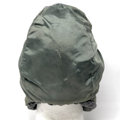 Vintage Military Helmet in Green with Soft Ear Flaps for Cold Weather Wear