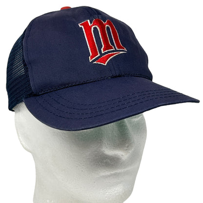 Navy Annco Minnesota Twins Baseball Hat with Red Logo, Front View and Adjustable Snapback