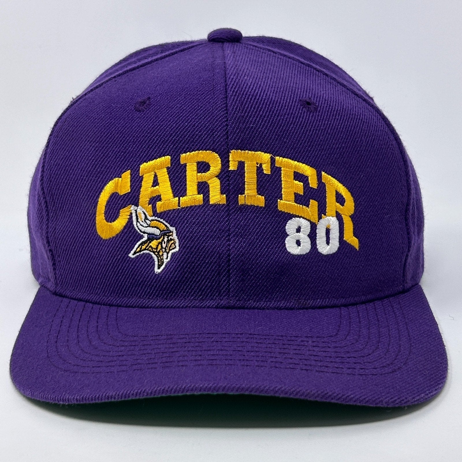 Minnesota Vikings Hat in purple featuring 'CARTER 80' and logo on the front