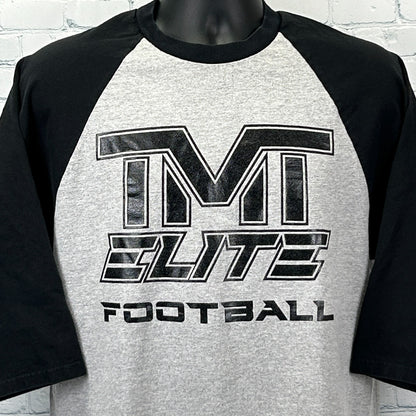 Gray and black Anvil The Money Team T Shirt with TM Elite Football logo on the front