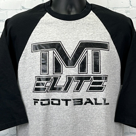 Gray and black Anvil The Money Team T Shirt with TM Elite Football logo on the front