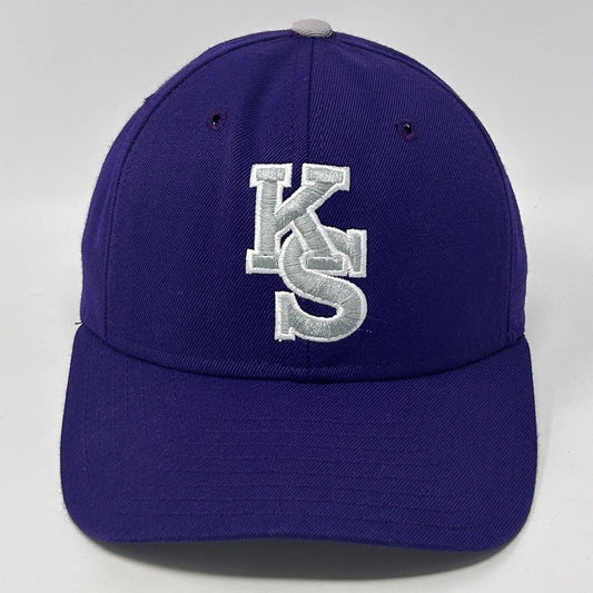 Vintage Kansas State Wildcats Hat Baseball Cap Fitted 7 1/4 University KS Purple - Neon Vintage