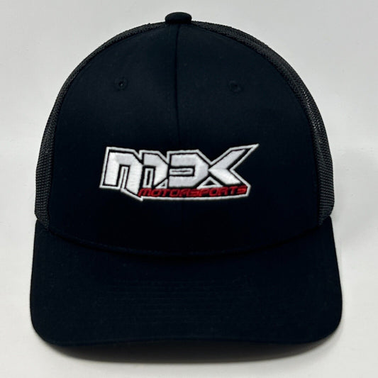 Gorra de béisbol tipo camionero de MDK Motorsports, de malla negra, con 6 paneles y cierre a presión
