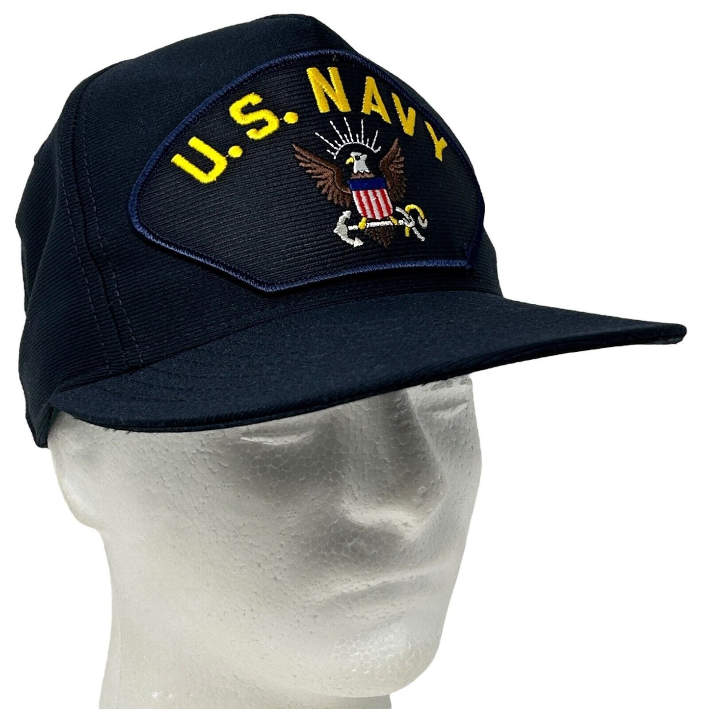 Vintage US Navy Baseball Hat Cap USN Military Made In USA 90s Snapback Blue