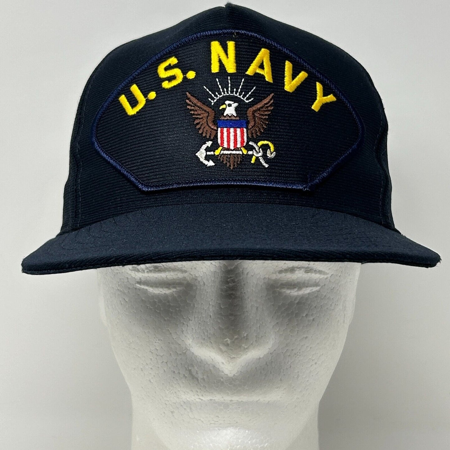 Vintage US Navy Baseball Hat Cap USN Military Made In USA 90s Snapback Blue