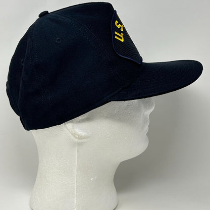 Vintage US Navy Baseball Hat Cap USN Military Made In USA 90s Snapback Blue