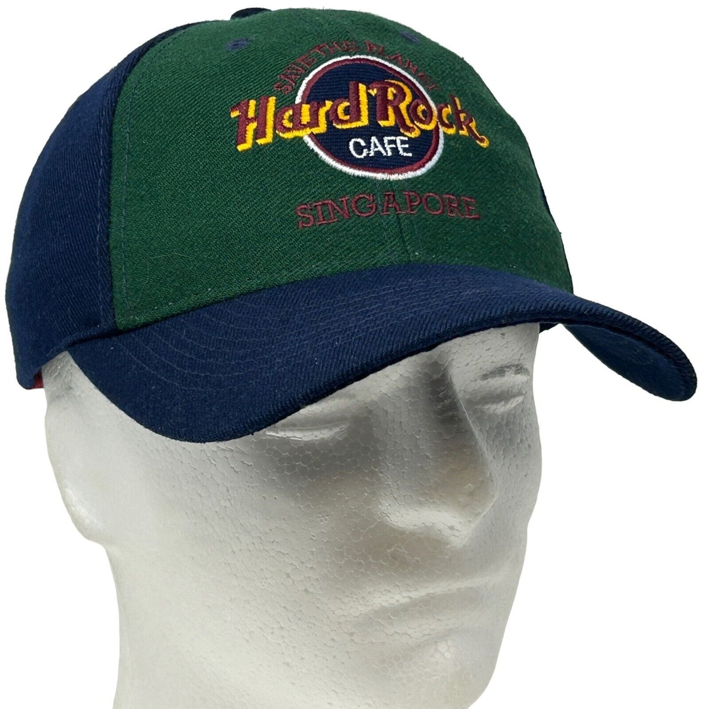 Vintage Hard Rock Cafe Singapore Hat Baseball Cap 90s Blue Green Red Snapback