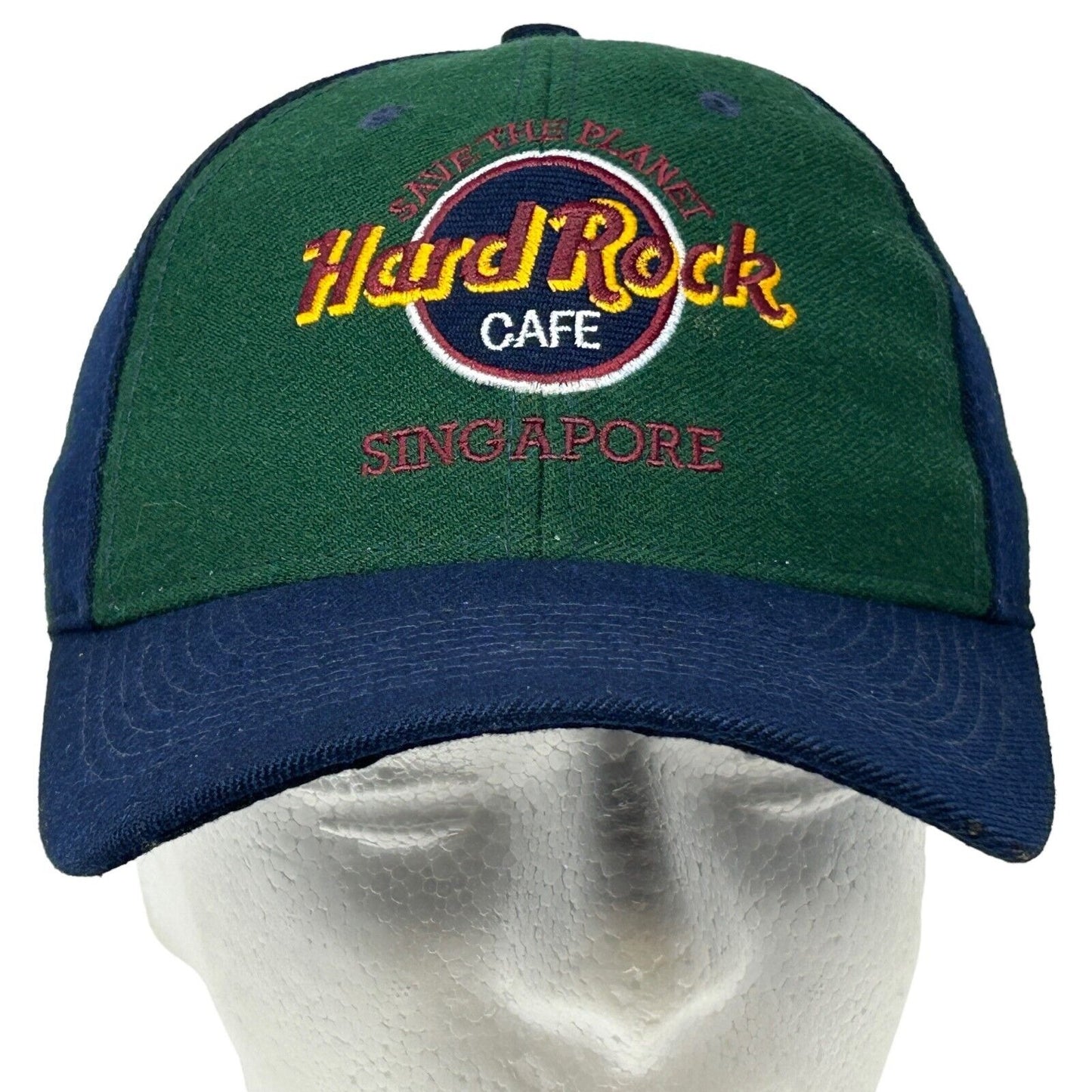 Vintage Hard Rock Cafe Singapore Hat Baseball Cap 90s Blue Green Red Snapback