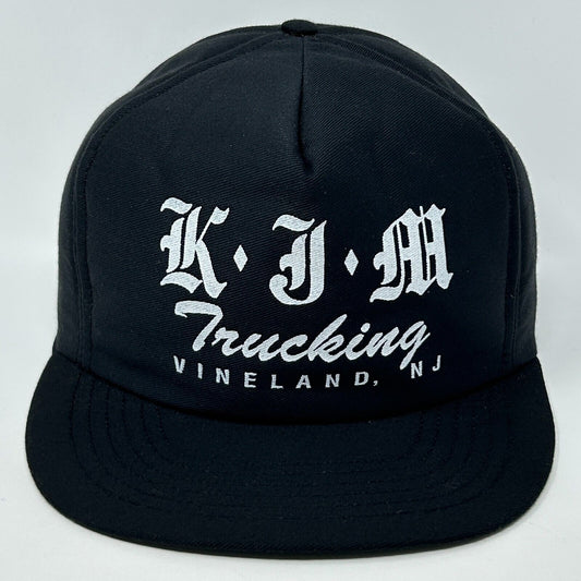 Gorra de béisbol vintage KJM Trucking, gorra de camionero con cierre trasero, color negro, de Vineland, Nueva Jersey