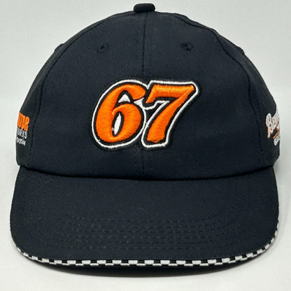 Legend NASCAR Jason Jarrett Black Hat with 67 Embroidery and Checkered Brim Detail
