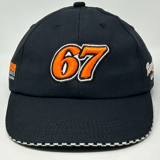 Legend NASCAR Jason Jarrett Black Hat with 67 Embroidery and Checkered Brim Detail