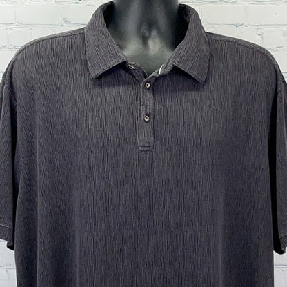 Nat Nast Men's Short Sleeve Polo Shirt in Dark Gray with Striped Pattern and Button Placket