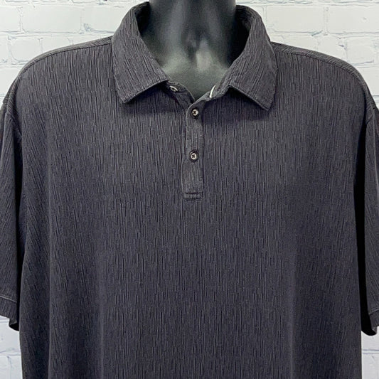Nat Nast Men's Short Sleeve Polo Shirt in Dark Gray with Striped Pattern and Button Placket