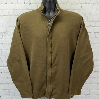 Nat Nast Olive Green Jacket, Size Large, Front View with Unique Zipper Detail