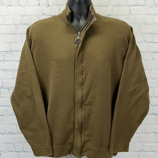 Nat Nast Olive Green Jacket, Size Large, Front View with Unique Zipper Detail