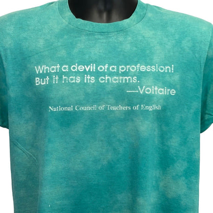 Front view of Screen Stars teal T-Shirt with Voltaire quote and National Council logo