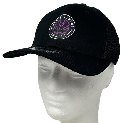 Black New Era NBA G League Ignite Trucker Hat with Purple Logo on Front