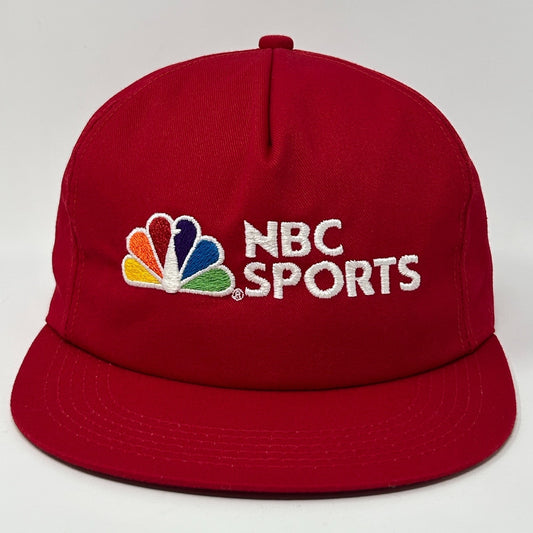 Red K-Products hat featuring embroidered NBC Sports logo, front view, adjustable fit