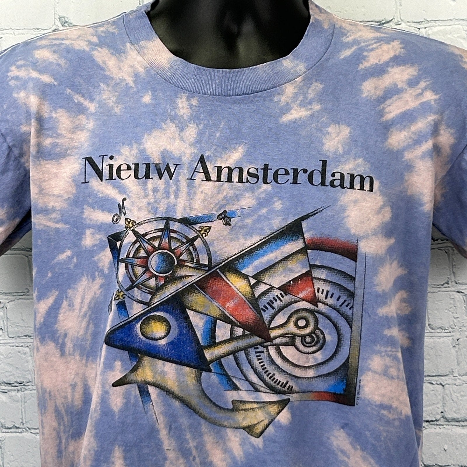 Vintage Cruise T Shirt in light blue with Nieuw Amsterdam graphic design on the front