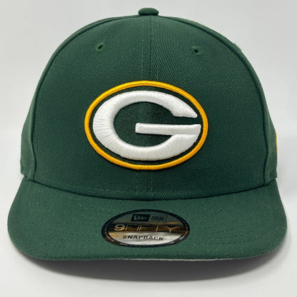 New Era Green Bay Packers Snapback Hat in Dark Green with Yellow Logo on Front