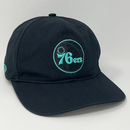 47 Brand Philadelphia 76ers Black Baseball Cap with Aqua Logo on Front
