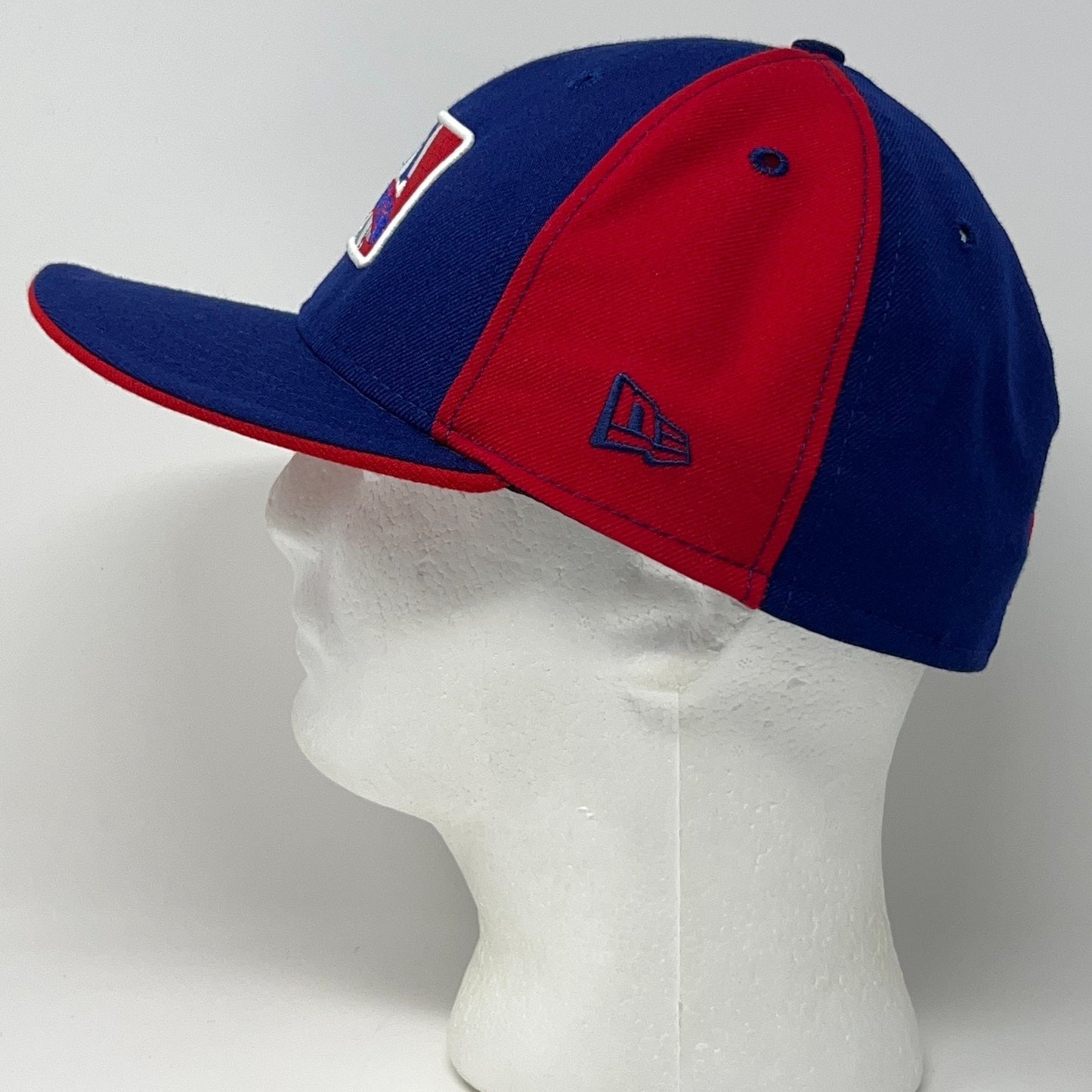 New Era Texas Rangers Cap in Blue and Red with a Side View