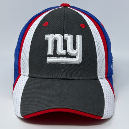 Reebok New York Giants Hat in gray, blue, and red with embroidered 'ny' logo on the front