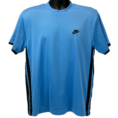 Nike Blue T-Shirt for Men with Black Side Stripes and Logo on the Front