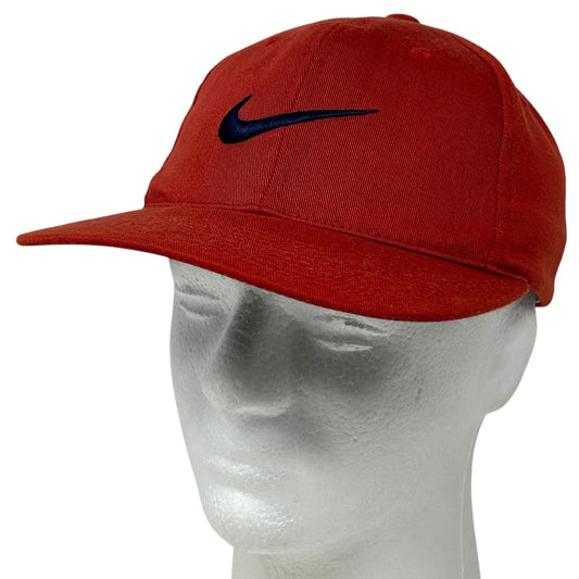Nike Red Baseball Cap with Black Swoosh Logo, Side View