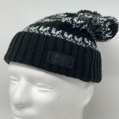 Nike SB Black and White Knit Beanie with Folded Cuff and Pom Pom Detail