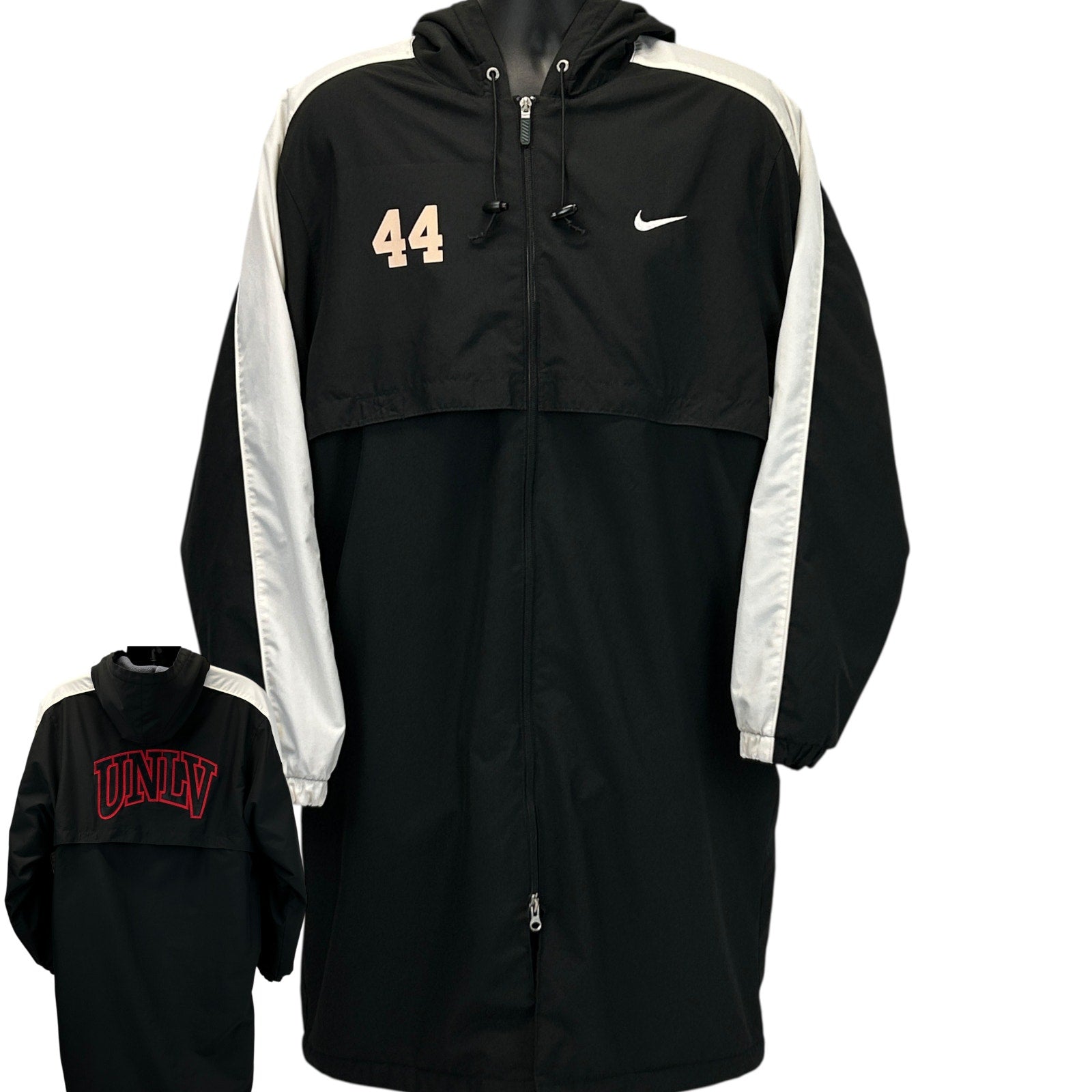 Nike UNLV Jacket in Black with Red and White Accents, Front View Showing Logo and Number 44