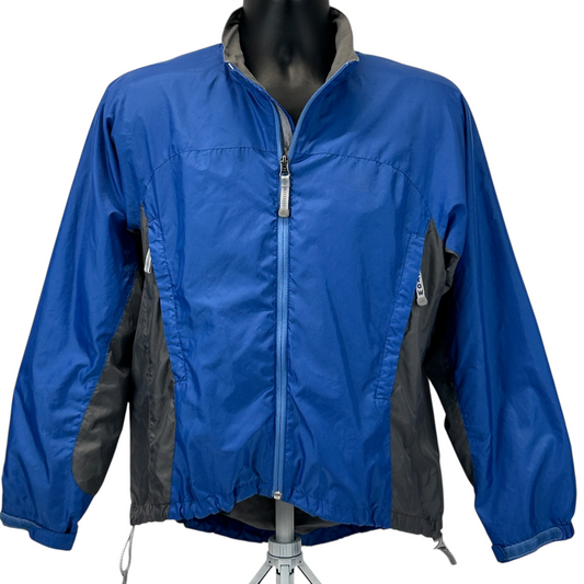 North Face Blue Jacket in Size Medium with Grey Accents and Front Zipper Pockets