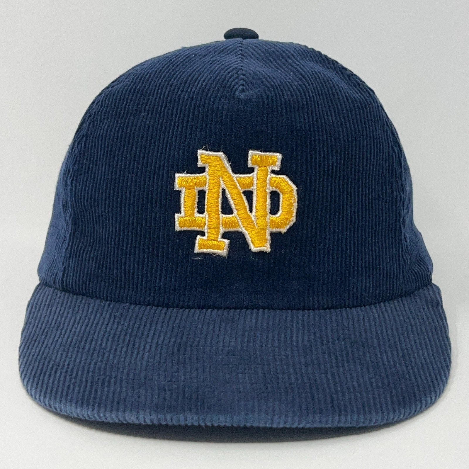 Navy Vintage Notre Dame Fighting Irish Corduroy Cap with Embroidered ND Logo on Front