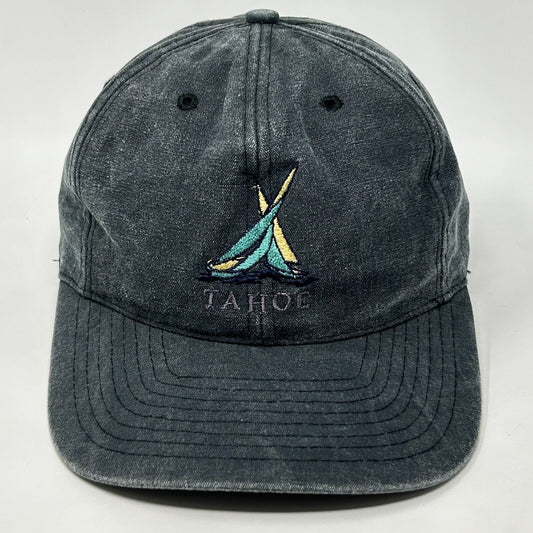 Vintage Lake Tahoe Hat Baseball Cap California Nevada Sailing Boat Snapback Gray