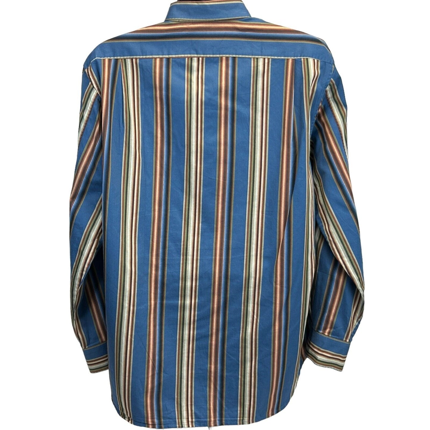 Tommy Bahama Island Soft Button Front Shirt Mens Large Long Sleeved Striped Blue